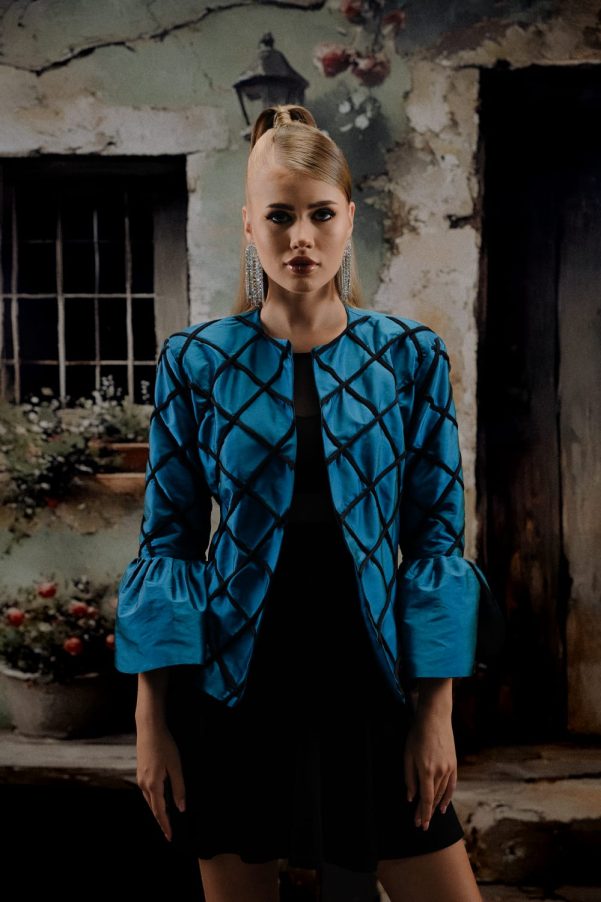 Elegant royal blue jacket.