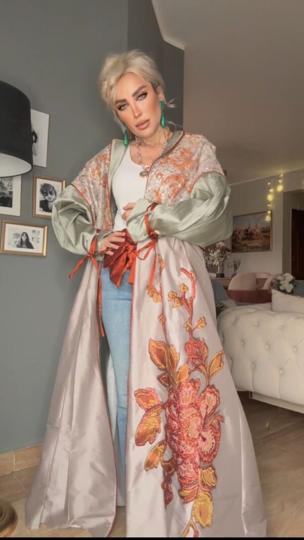 Teffeta Orange Flower Abaya