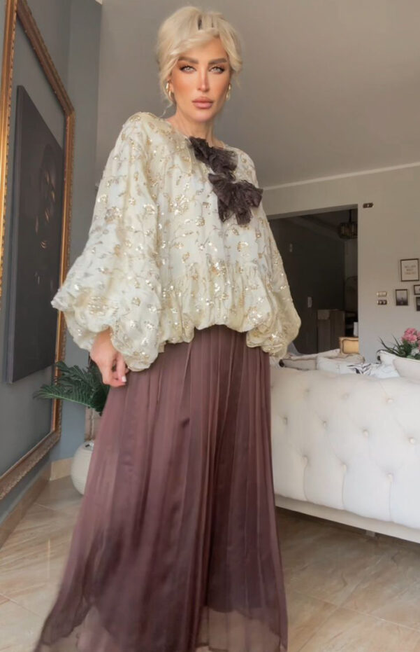 Brown Pleated Skirt