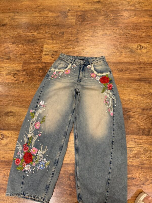 Floral Embroidered Jeans